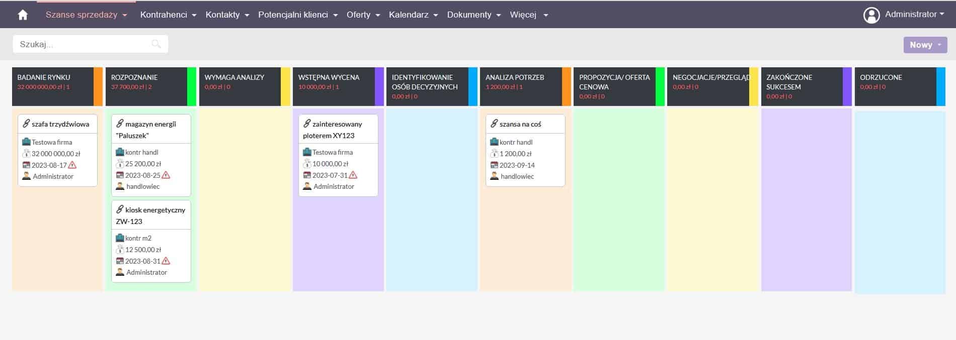 Widok Kanban w SuiteCRM